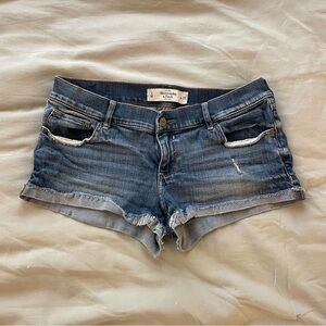 Abercrombie & Fitch Y2K Distressed Mini Low Rise Blue Jean Shorts